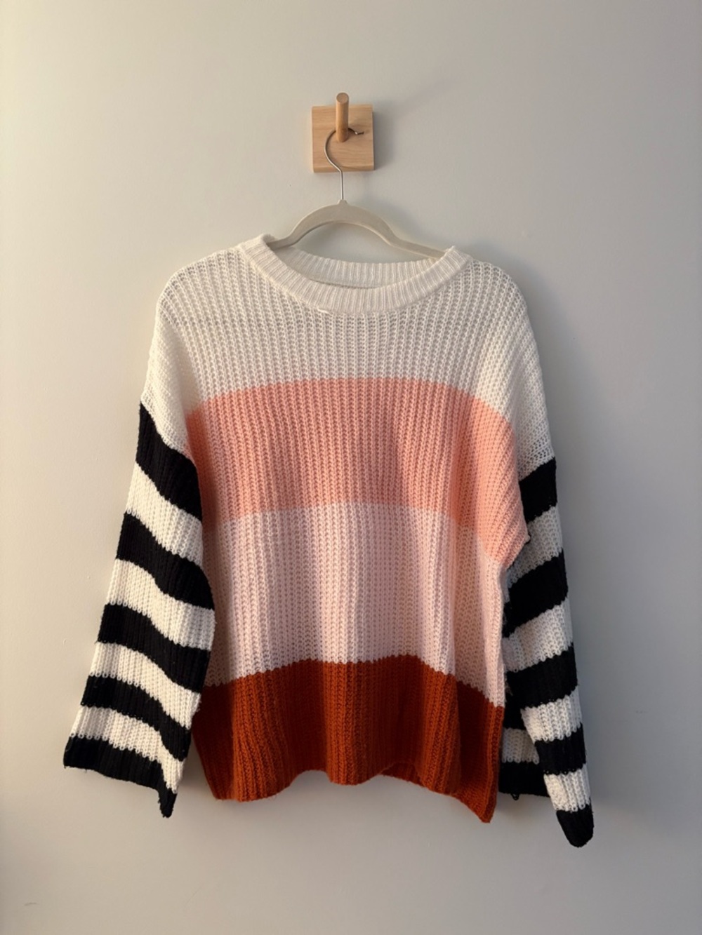 Mixed pattern striped sweater